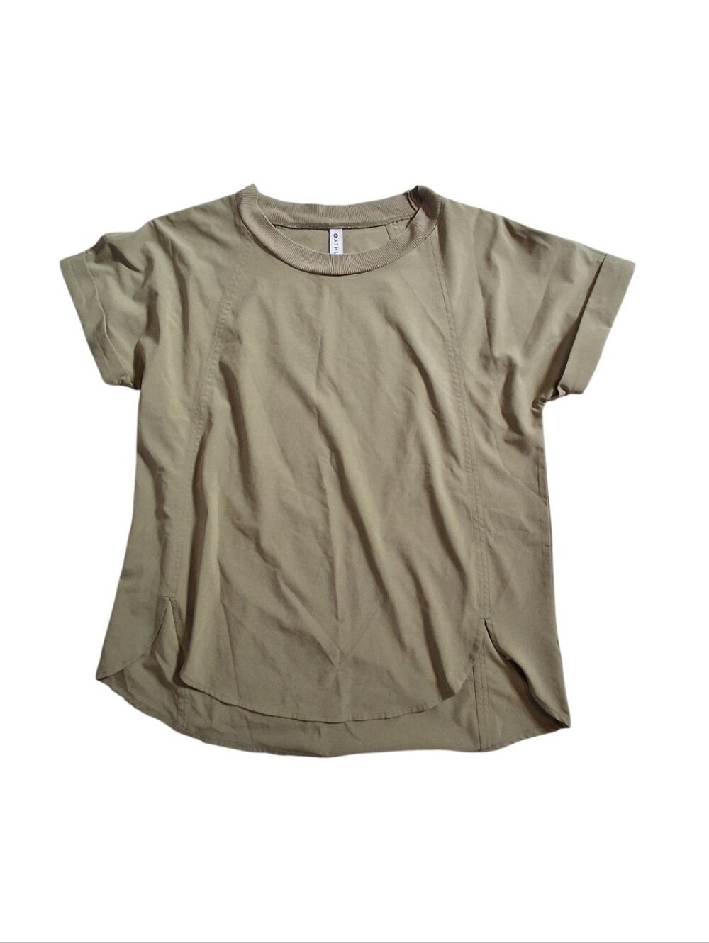 Athleta Shirt Womens Medium Green Casual Active Short Sleeve Top Zephyr Basic
